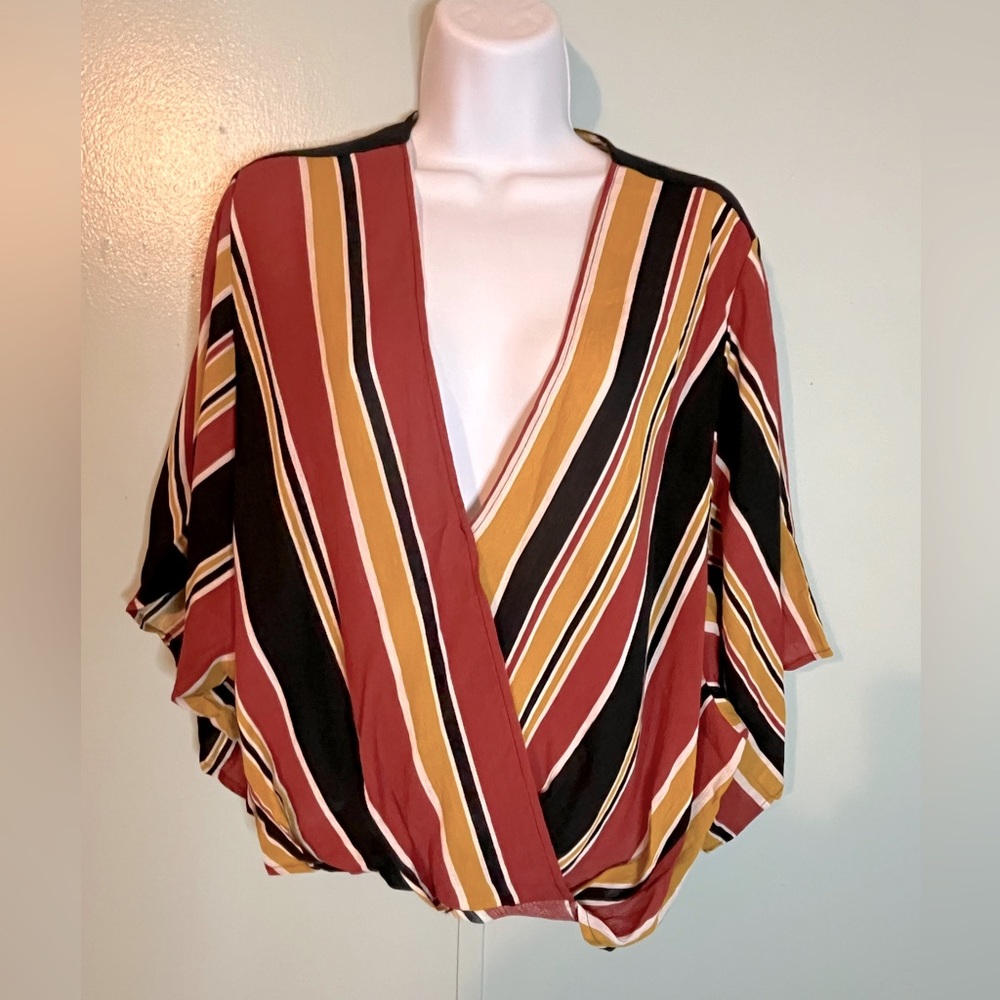 NWOT Millibon Blouse Multi Color Diagonal Stripes Size‎ Large